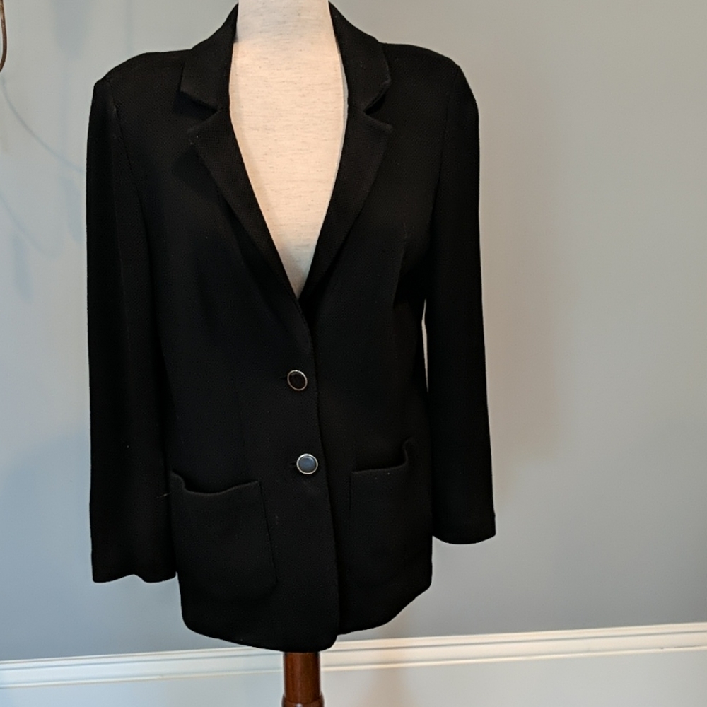 St. John Black Knit Blazer Size 14